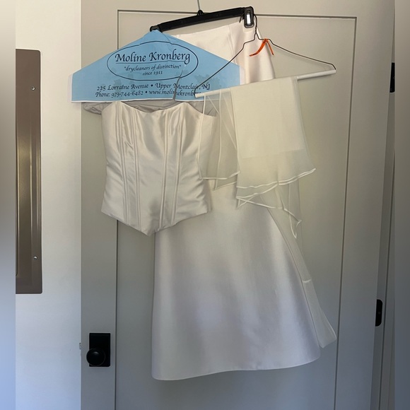 Bridal Corset and Skirt Two Piece Set with Chiffon Scarf - Picture 8 of 11